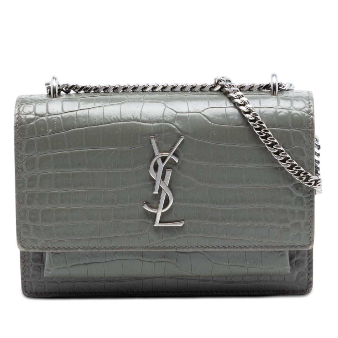 Saint Laurent Mini Croc embossé Cuir Monogram Sunset Wallet on Chain