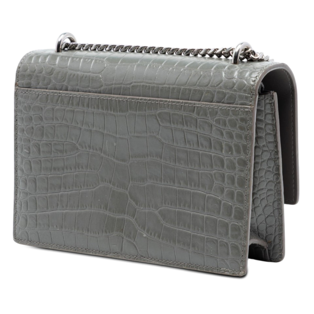 Saint Laurent Mini Croc embossé Cuir Monogram Sunset Wallet on Chain