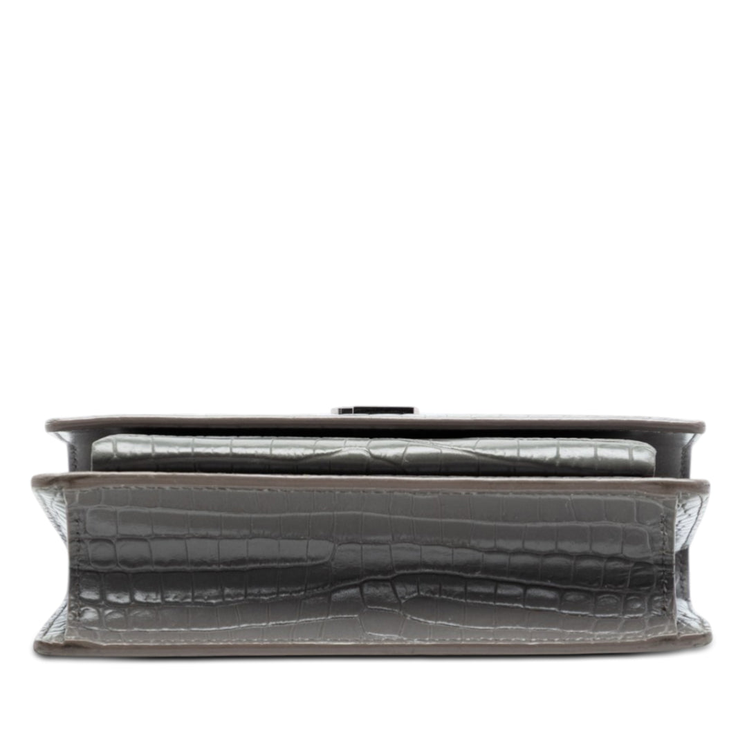Saint Laurent Mini Croc embossé Cuir Monogram Sunset Wallet on Chain