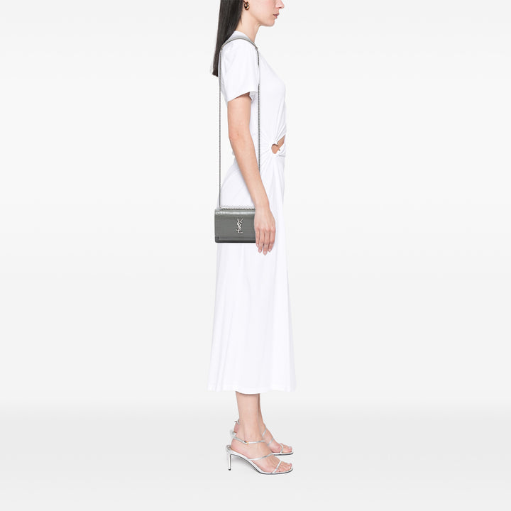 Saint Laurent Mini Croc embossé Cuir Monogram Sunset Wallet on Chain