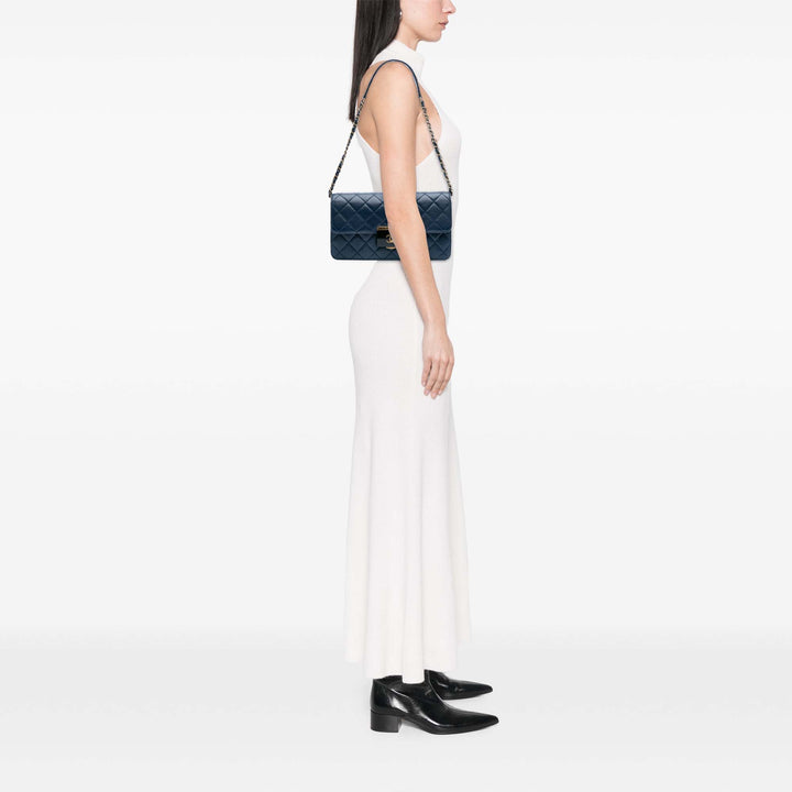 Medium Sheepskin Beauty Lock Flap Blue - Gaby Paris
