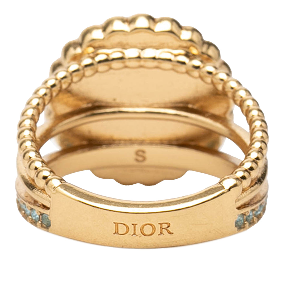 Dior plaqué Resin Perles fantaisie Strass CD Logo Bague