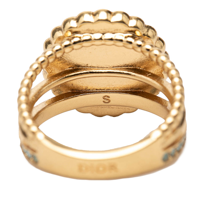 Dior plaqué Resin Perles fantaisie Strass CD Logo Bague