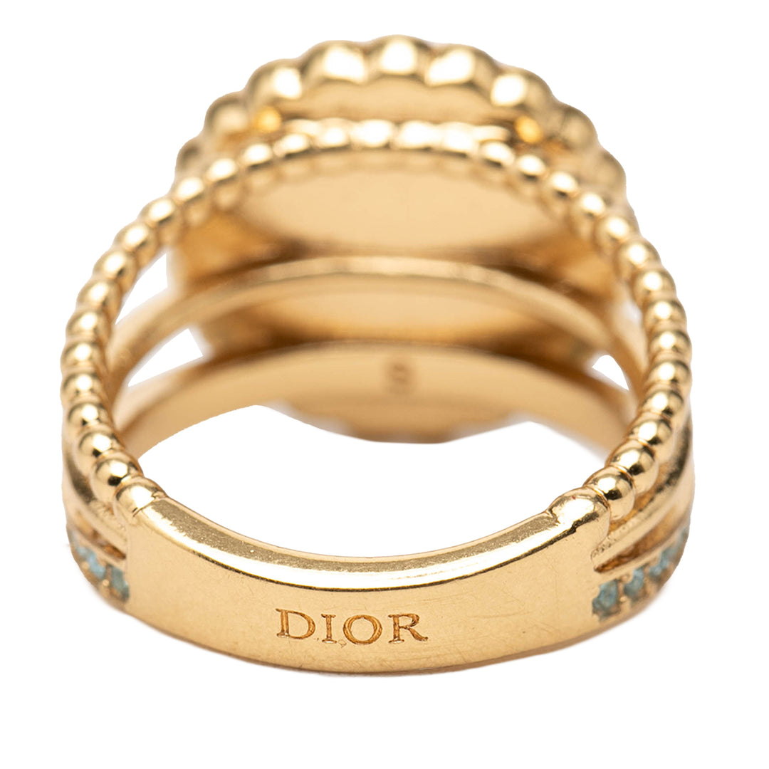 Dior plaqué Resin Perles fantaisie Strass CD Logo Bague