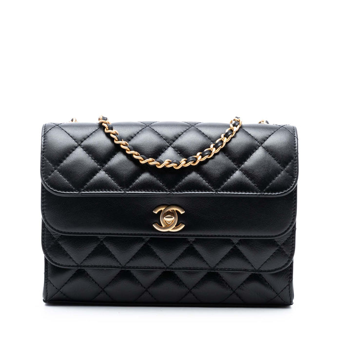 Chanel CC Matelassé Cuir de veau Triple à rabat