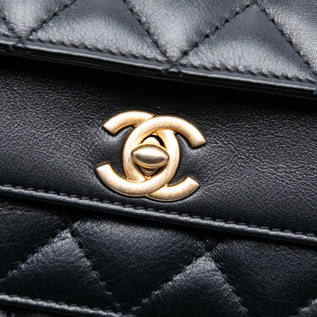 Chanel CC Matelassé Cuir de veau Triple à rabat