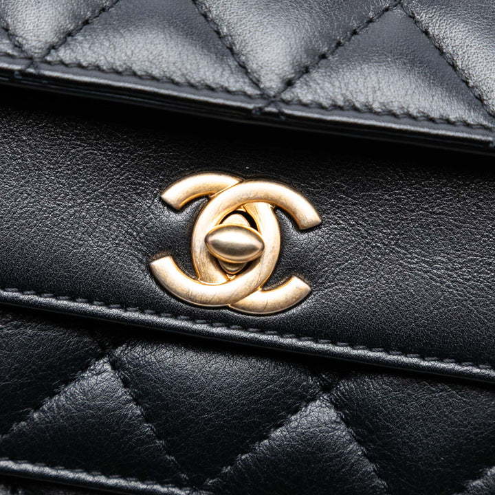 Chanel CC Matelassé Cuir de veau Triple à rabat