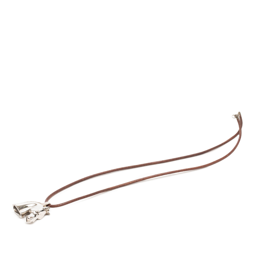 Hermès Palladium plaqué Horse Head Pendant Collier Métal