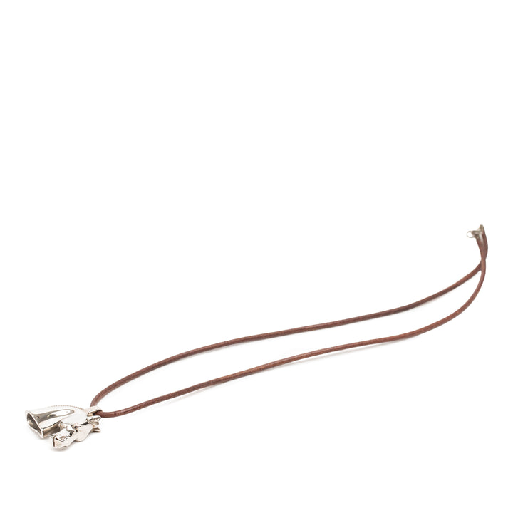 Hermès Palladium plaqué Horse Head Pendant Collier Métal