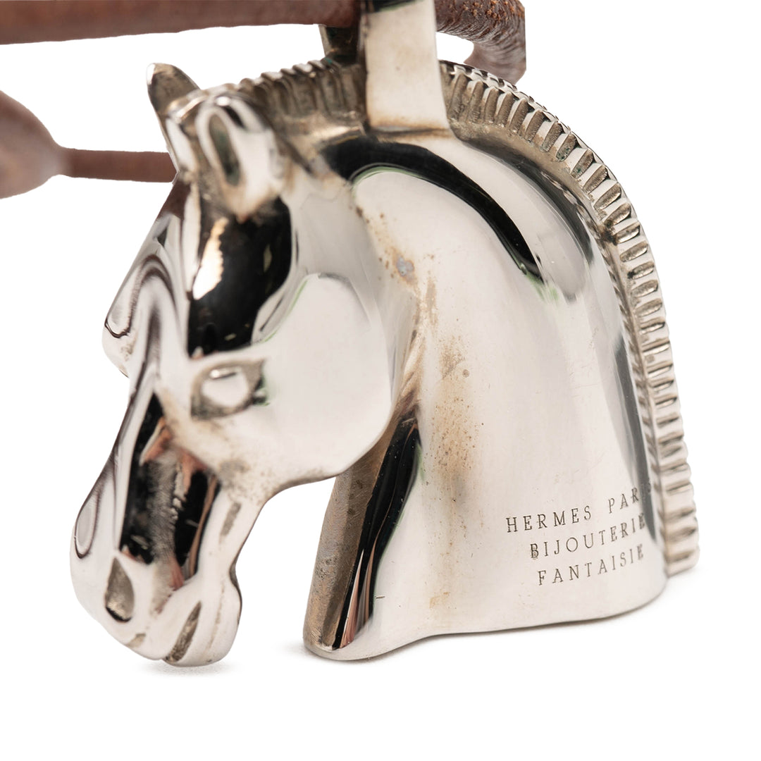 Hermès Palladium plaqué Horse Head Pendant Collier Métal