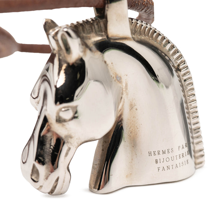 Hermès Palladium plaqué Horse Head Pendant Collier Métal