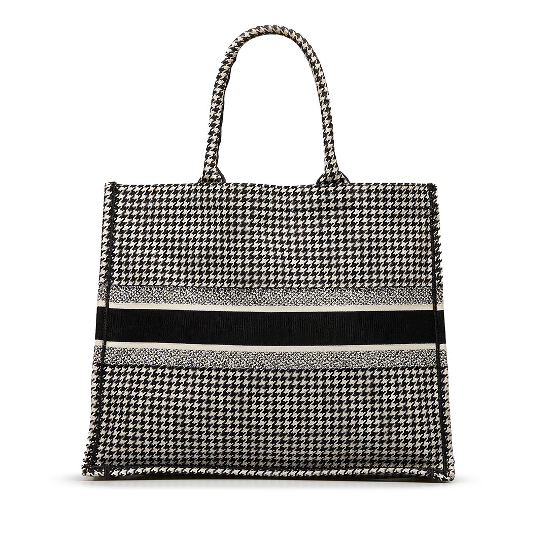 Large Houndstooth Book Tote Black - Gaby Paris