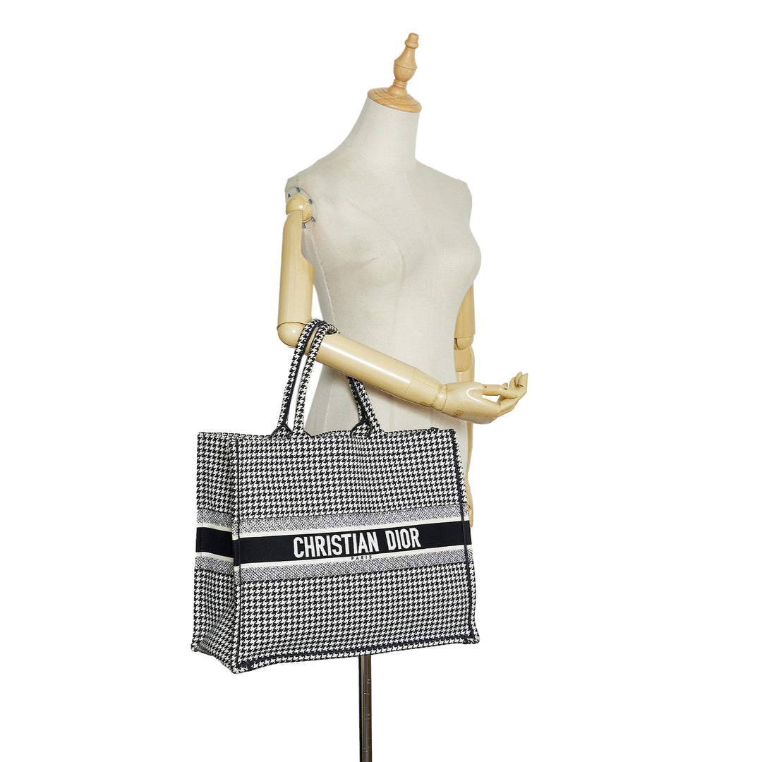 Dior Large Houndstooth Book Tote Black - GABY PARIS