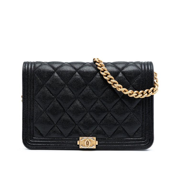 Chanel Matelassé Boy Wallet on Chain Cuir caviar Noir