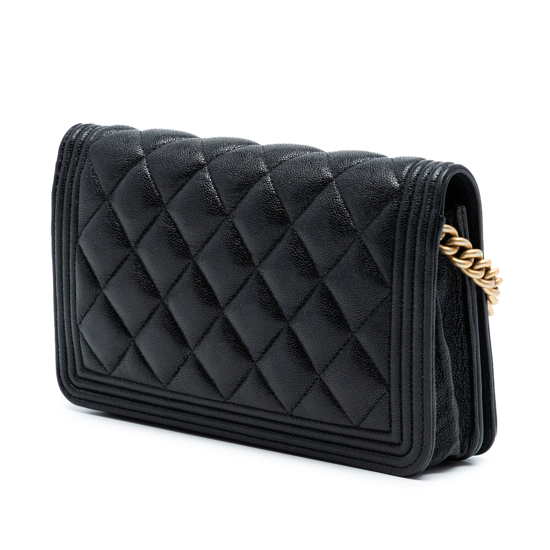 Chanel Matelassé Boy Wallet on Chain Cuir caviar Noir