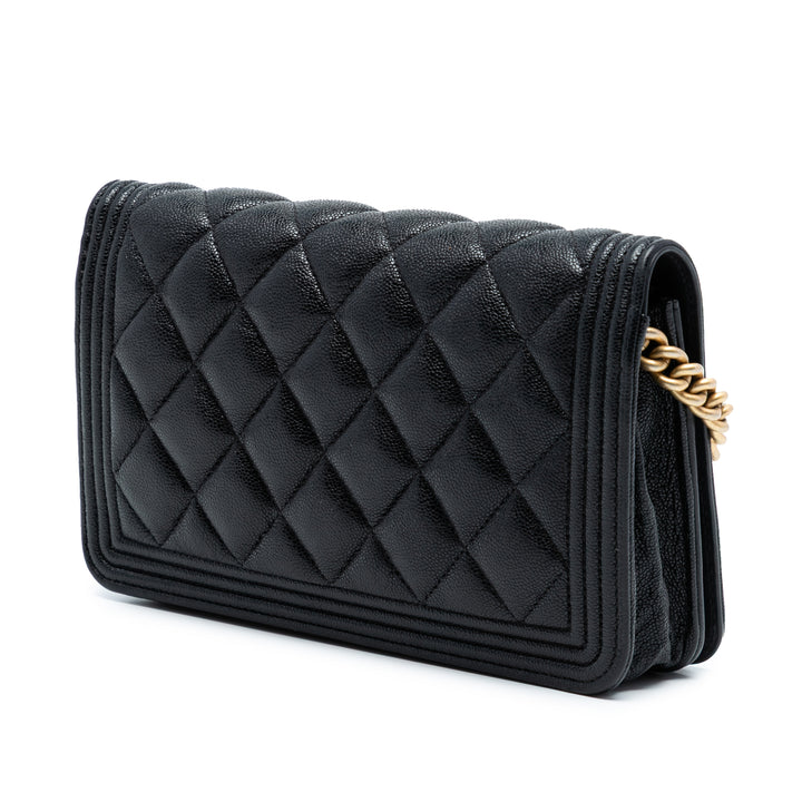 Chanel Matelassé Boy Wallet on Chain Cuir caviar Noir