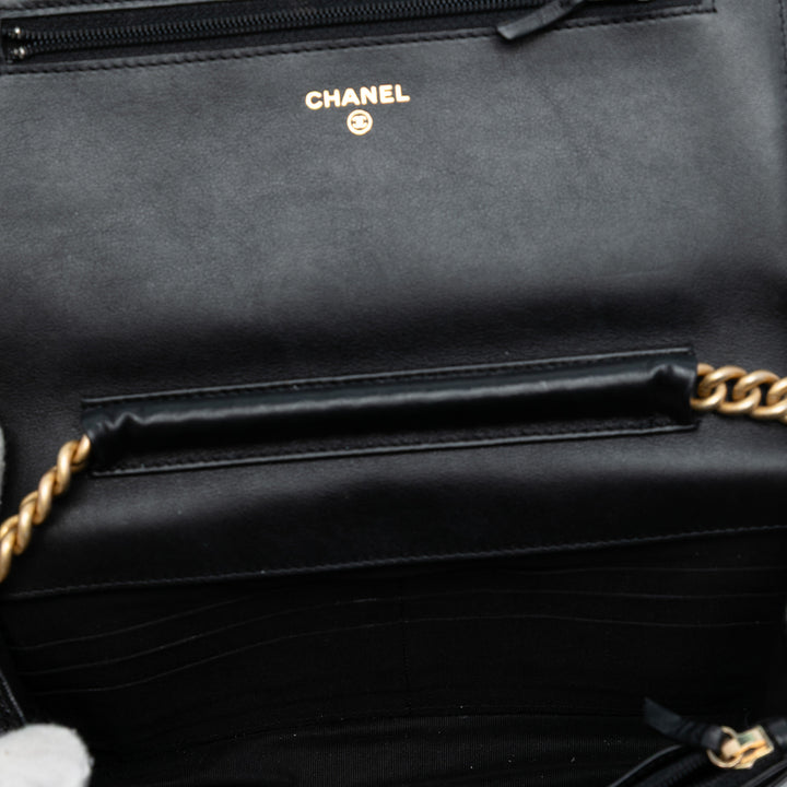 Chanel Matelassé Boy Wallet on Chain Cuir caviar Noir