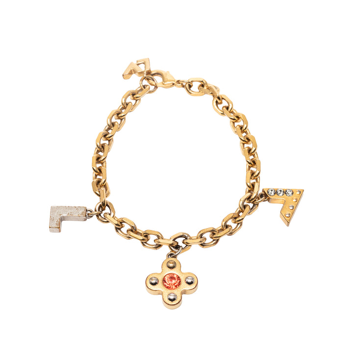 Louis Vuitton plaqué Brass et Strass Love Letters Charm Bracelet