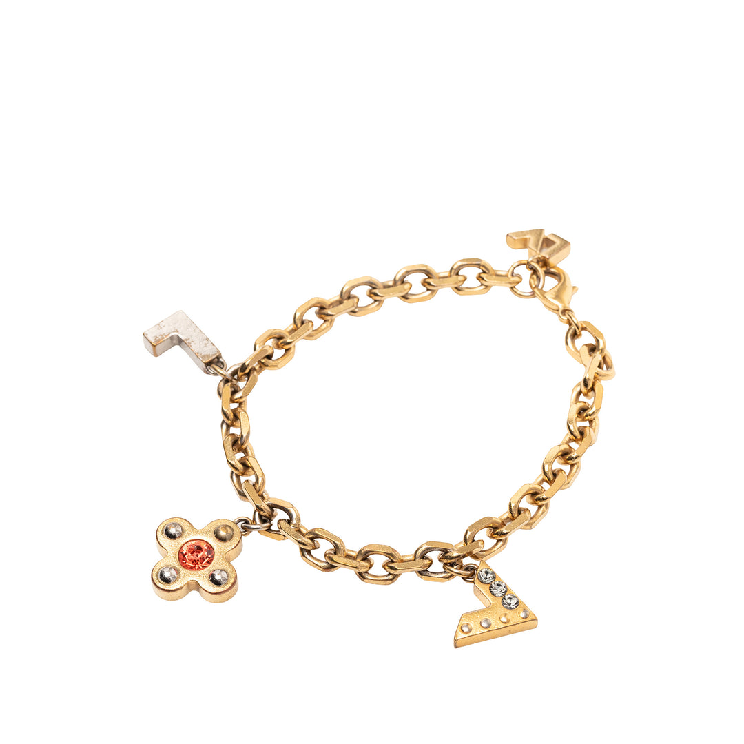 Louis Vuitton plaqué Brass et Strass Love Letters Charm Bracelet