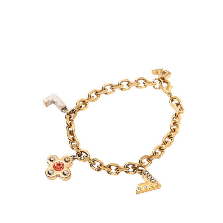Louis Vuitton plaqué Brass et Strass Love Letters Charm Bracelet