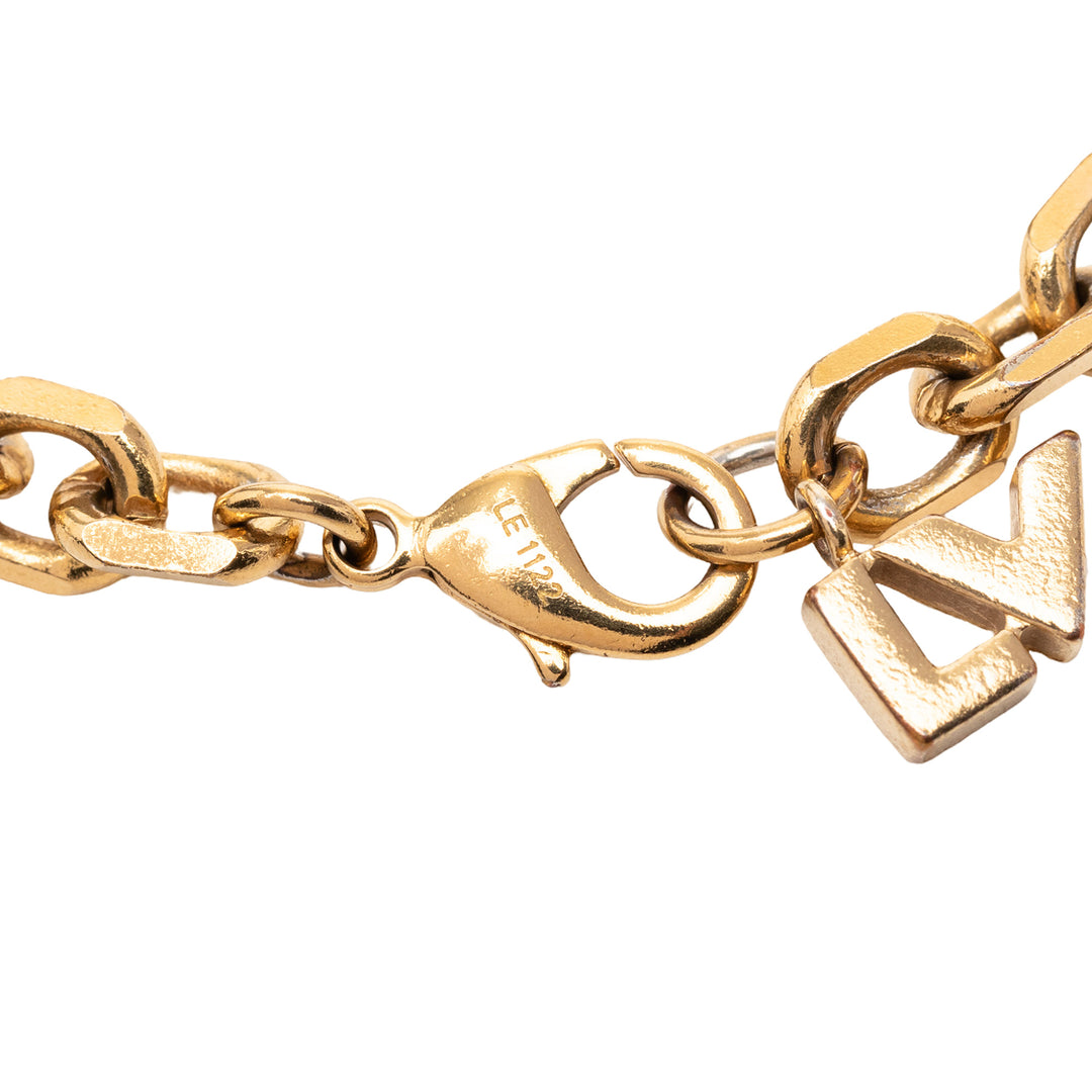 Louis Vuitton plaqué Brass et Strass Love Letters Charm Bracelet