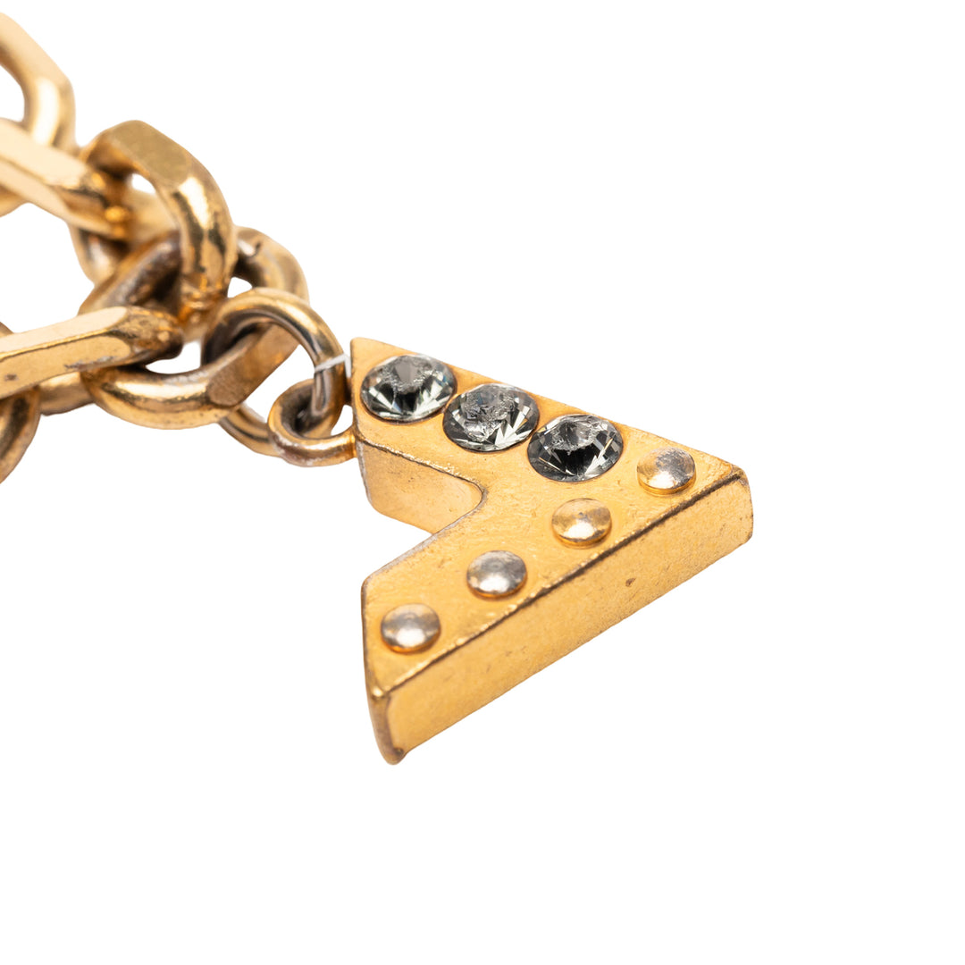 Louis Vuitton plaqué Brass et Strass Love Letters Charm Bracelet