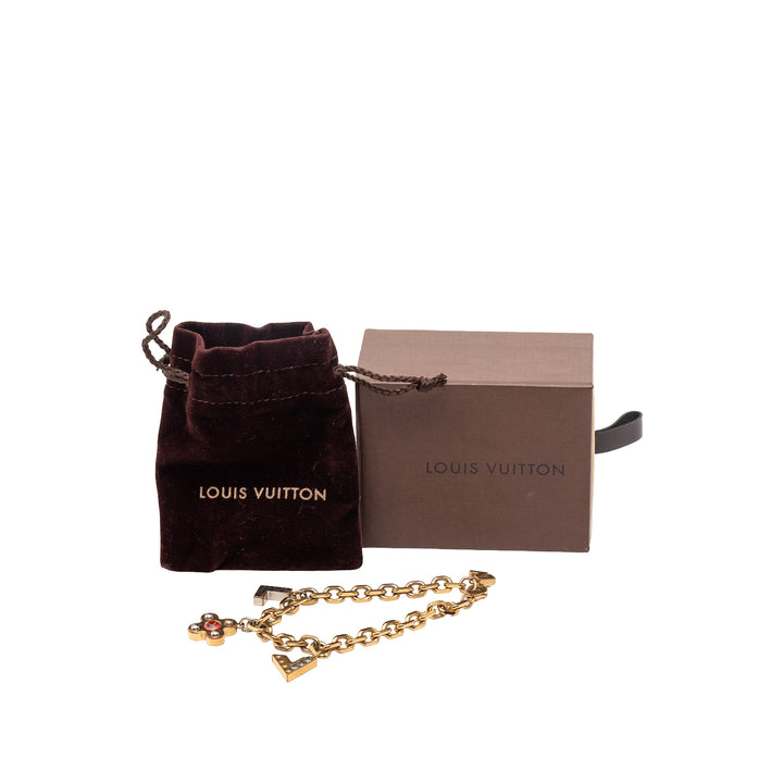 Louis Vuitton plaqué Brass et Strass Love Letters Charm Bracelet