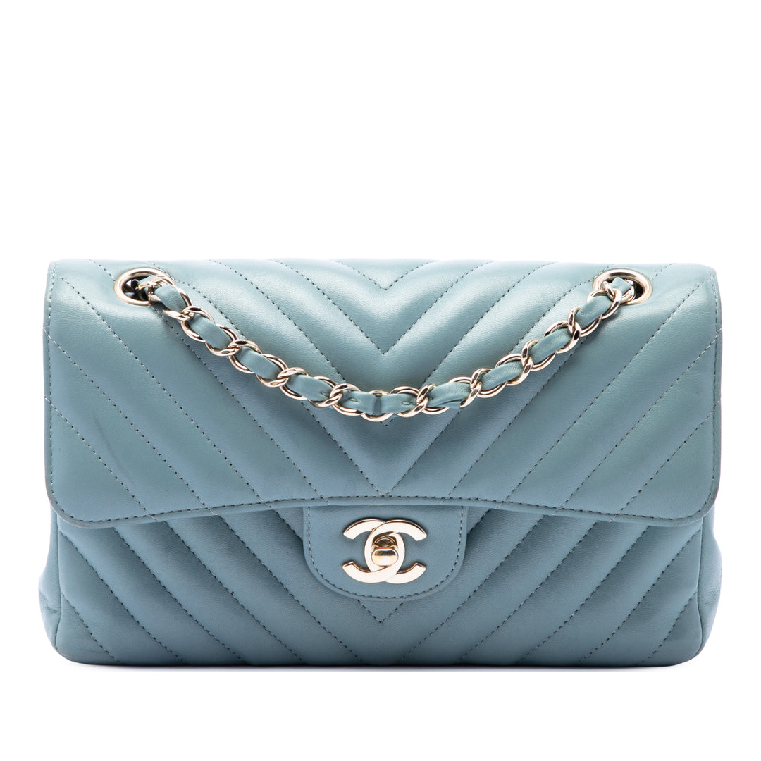 Chanel Small Classic Chevron Cuir d’agneau Double rabat