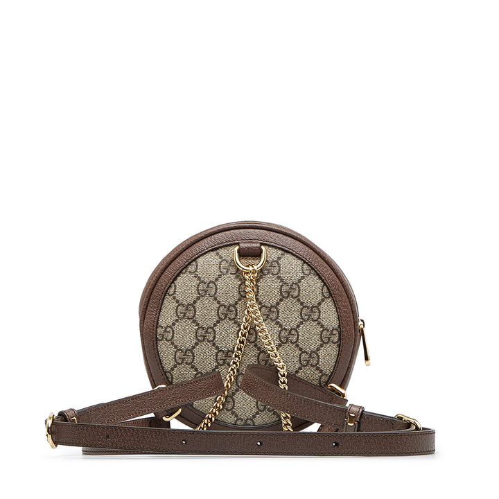 Mini GG Supreme Round Ophidia Backpack Brown - Gaby Paris