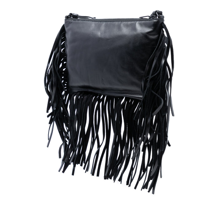 Saint Laurent Cuir de veau Monogram Fringe Sac porté croisé