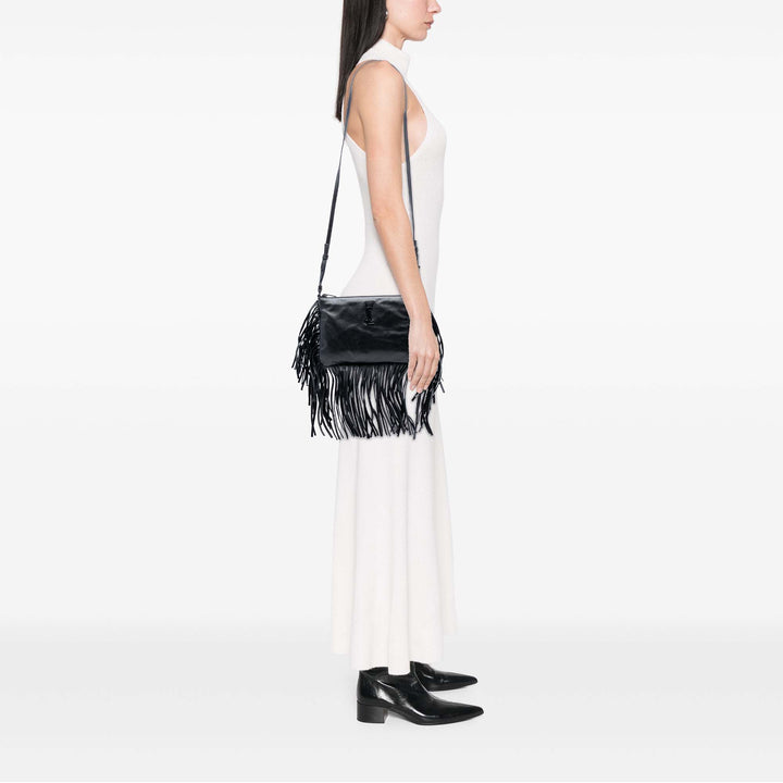 Saint Laurent Cuir de veau Monogram Fringe Sac porté croisé