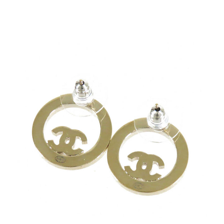 Chanel CC plaqué Strass Rond Bullet Back Boucles d’oreilles