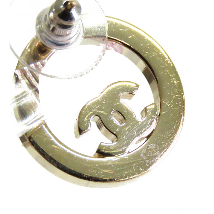 Chanel CC plaqué Strass Rond Bullet Back Boucles d’oreilles