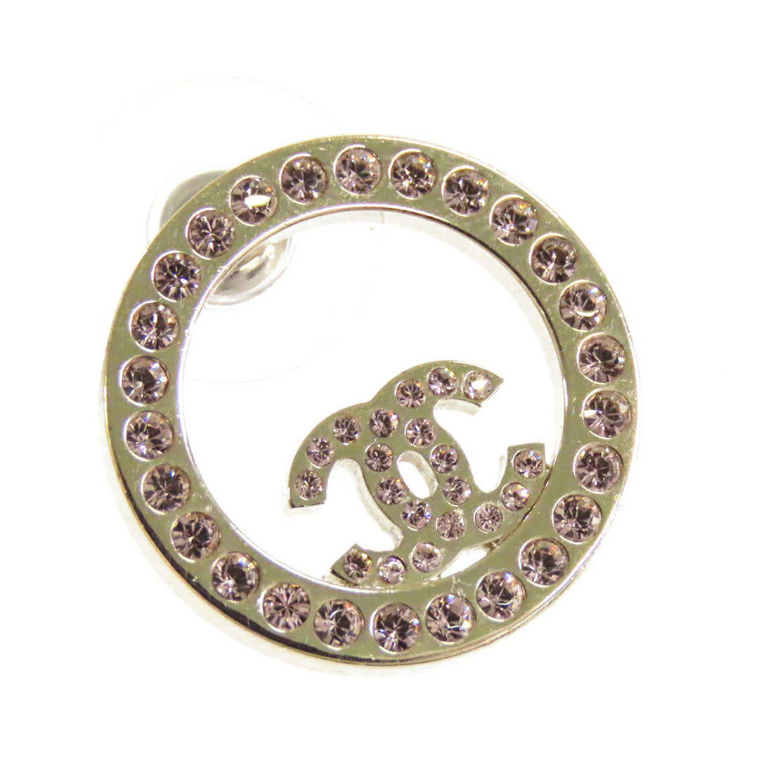 Chanel CC plaqué Strass Rond Bullet Back Boucles d’oreilles
