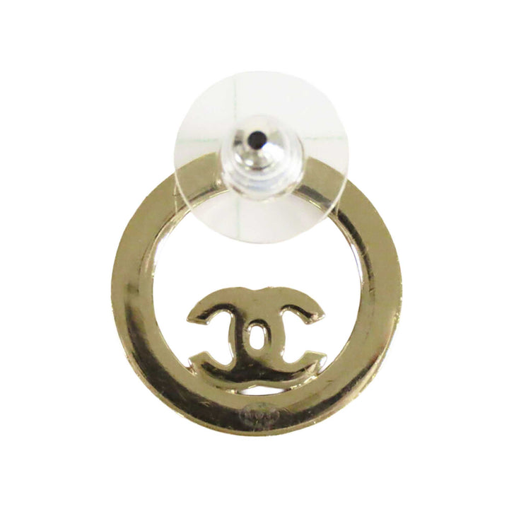 Chanel CC plaqué Strass Rond Bullet Back Boucles d’oreilles