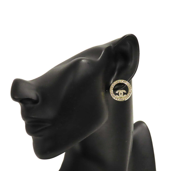 Chanel CC plaqué Strass Rond Bullet Back Boucles d’oreilles
