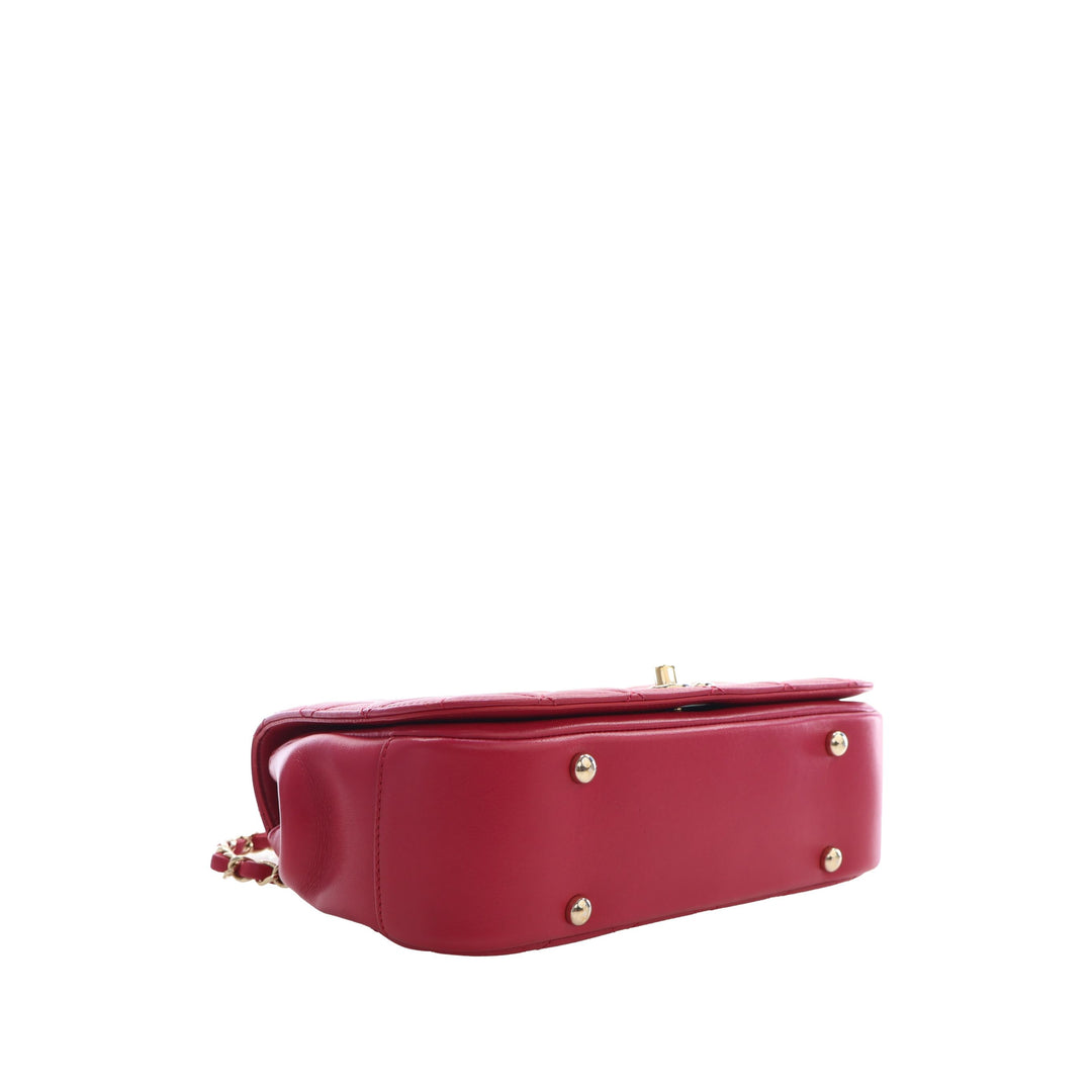 Chanel Sac à main Matelassé Carry Chic à rabat Petit Cuir d'agneau Rouge – vue 14 – GABY PARIS