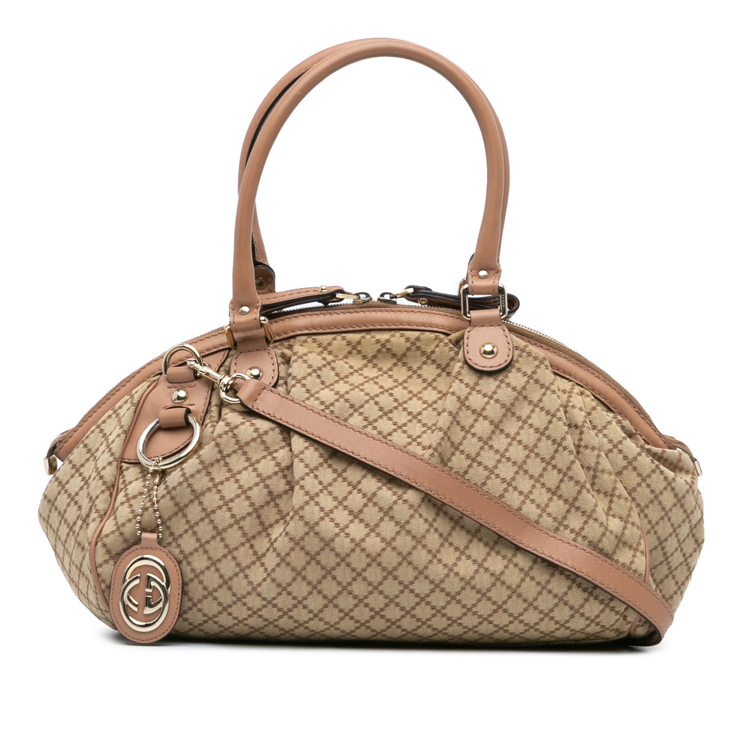 Diamante Canvas Sukey Satchel Brown - Gaby Paris