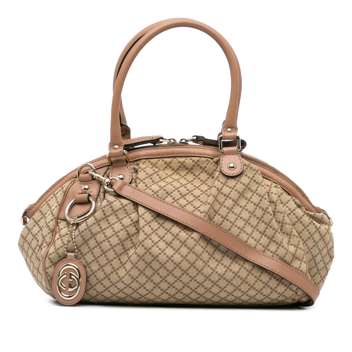 Diamante Canvas Sukey Satchel Brown - Gaby Paris