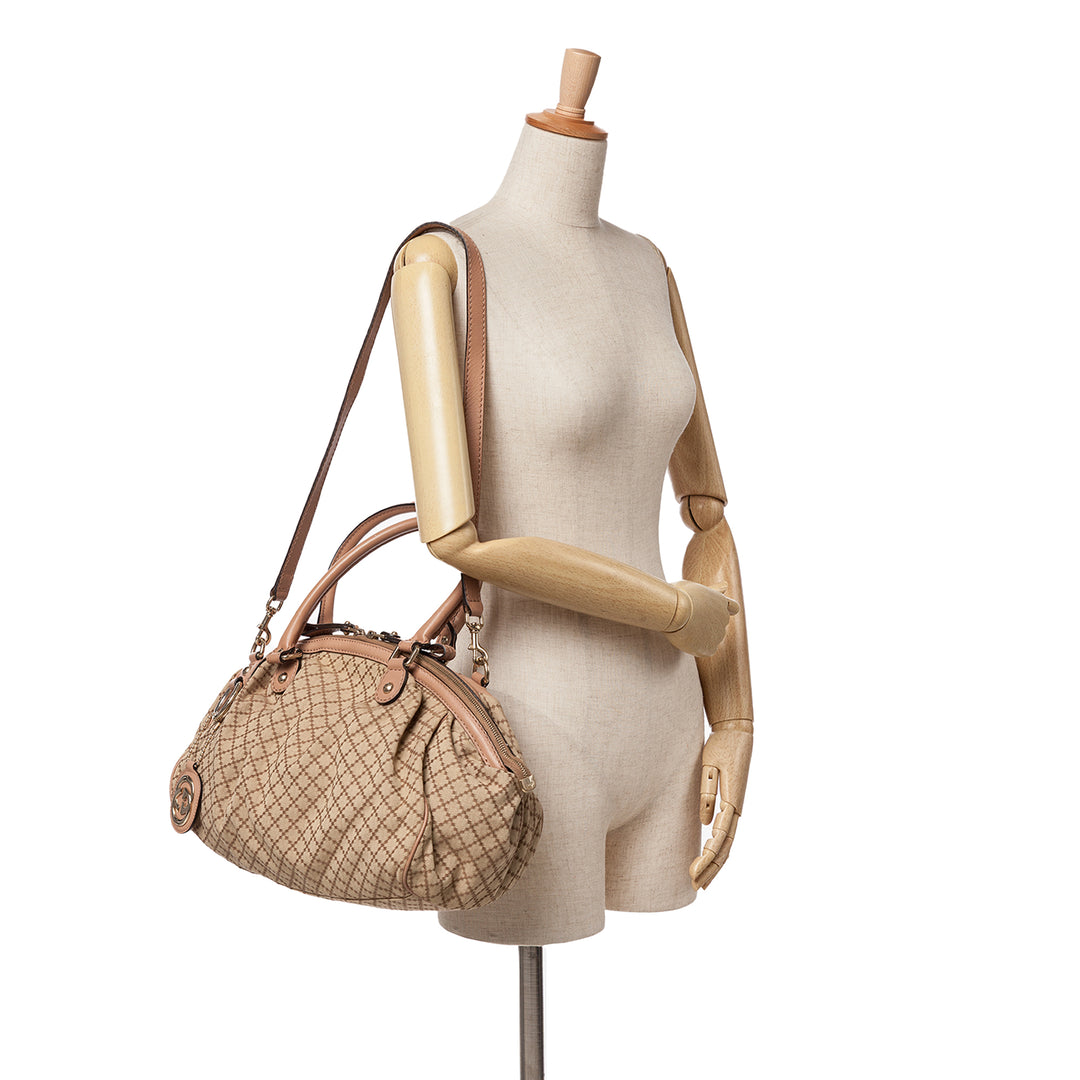 Diamante Canvas Sukey Satchel Brown - Gaby Paris