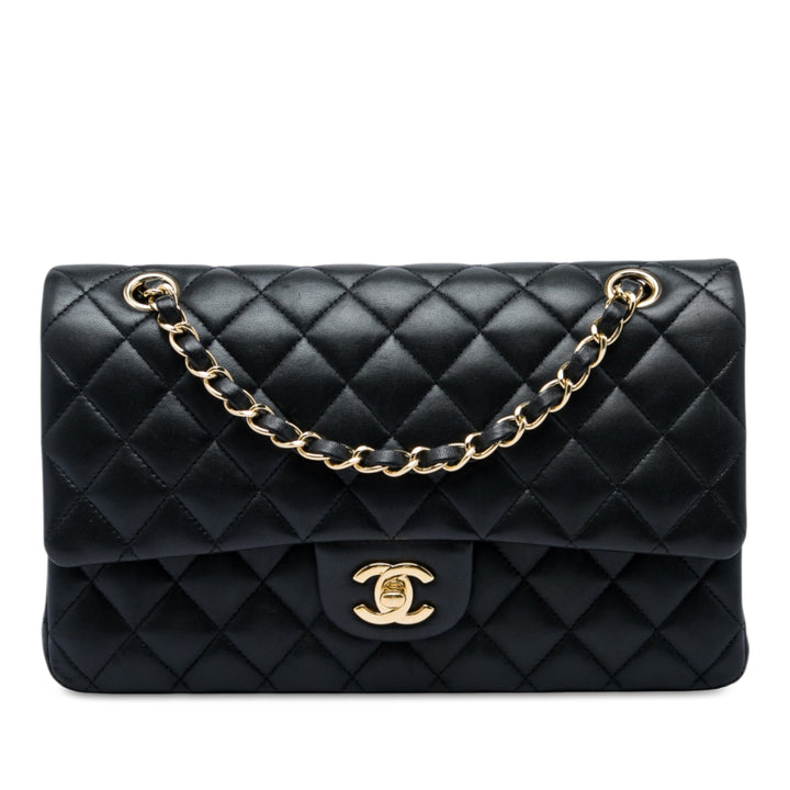 Classic Double rabat Moyen Cuir d'agneau Noir