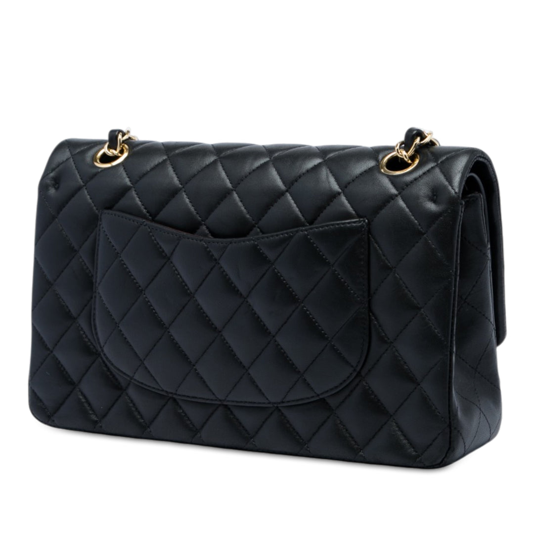 Classic Double rabat Moyen Cuir d'agneau Noir