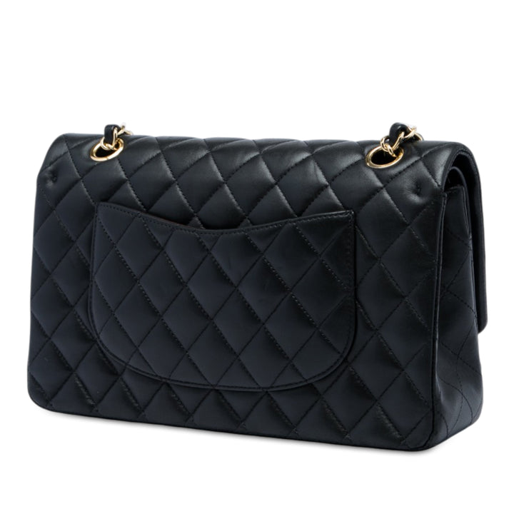 Classic Double rabat Moyen Cuir d'agneau Noir