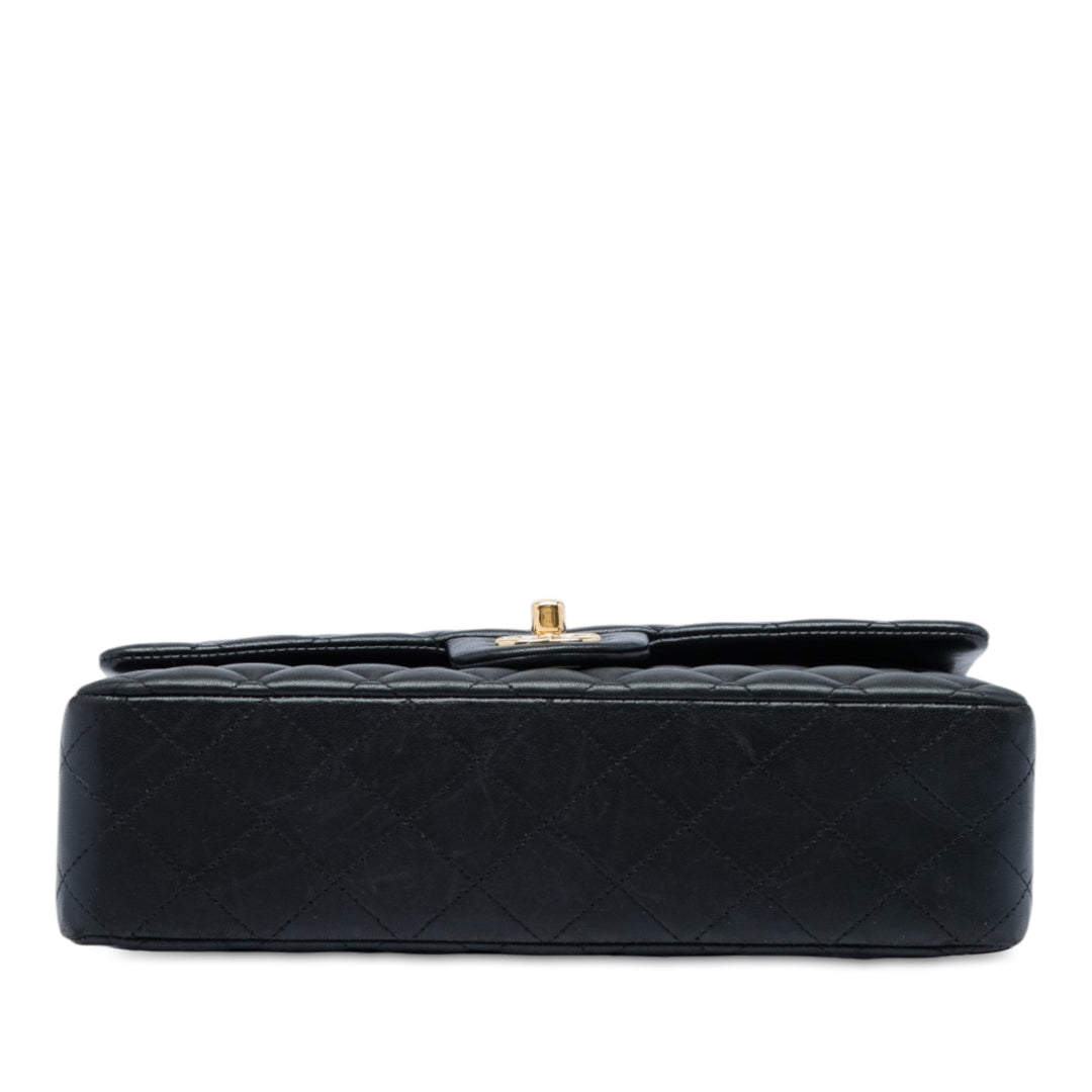 Classic Double rabat Moyen Cuir d'agneau Noir