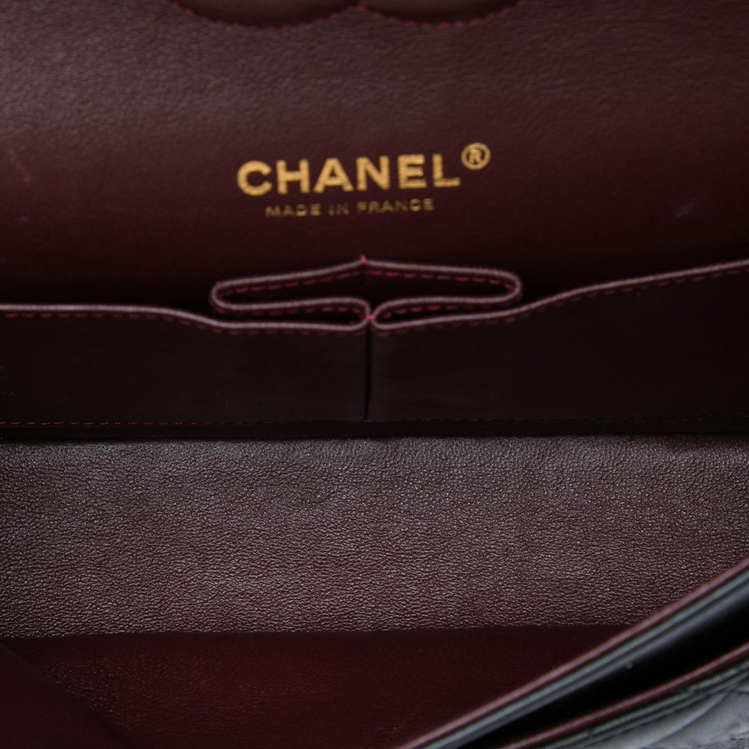 Classic Double rabat Moyen Cuir d'agneau Noir