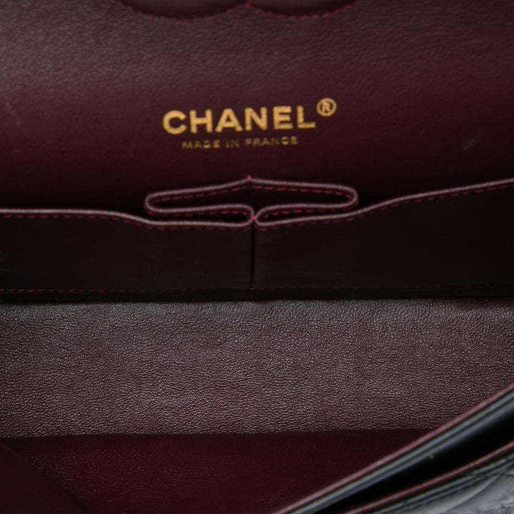 Classic Double rabat Moyen Cuir d'agneau Noir