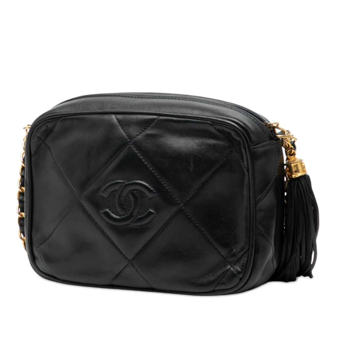 Chanel CC Matelassé Cuir d’agneau Pompon Sac caméra
