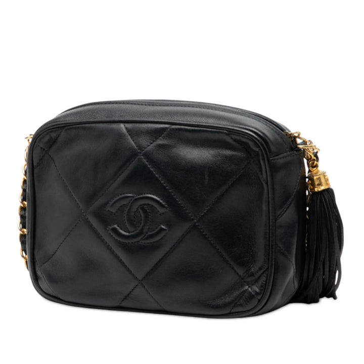 Chanel CC Matelassé Cuir d’agneau Pompon Sac caméra