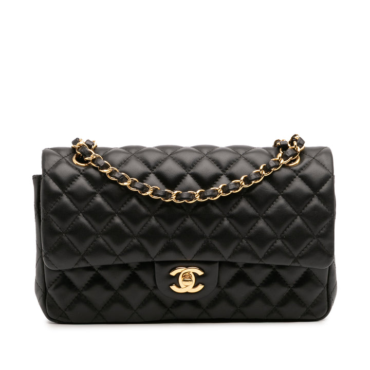 Chanel Medium Classic Cuir d’agneau Double rabat Noir