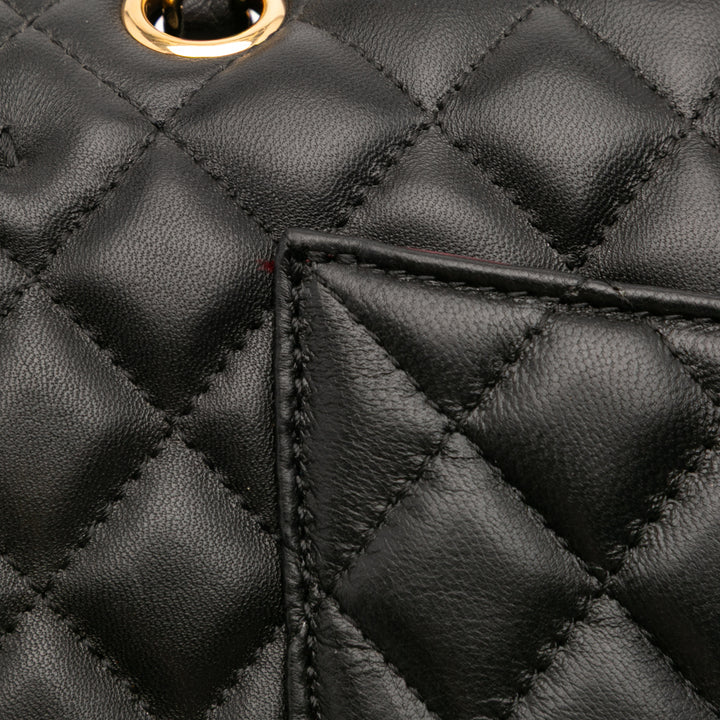 Chanel Medium Classic Cuir d’agneau Double rabat Noir